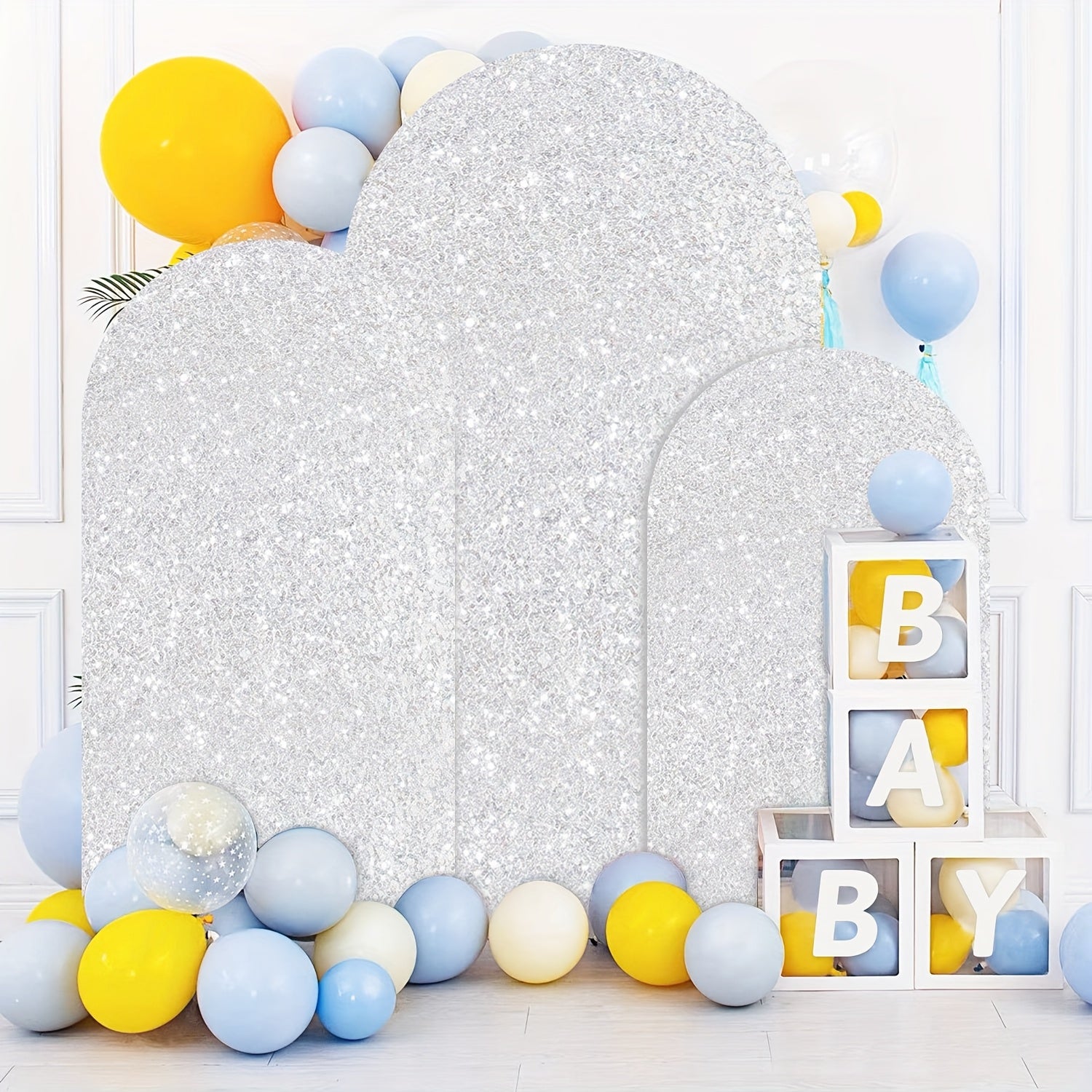 3pcs 6ft 6.6ft 7.2ft Wedding Arch Cover Sequins Arch Cover Metallic Arch Stand Cover Spandex Arch Backdrop Cover Payette Glitter Arch Cover for Birthday Party Wedding Decoration