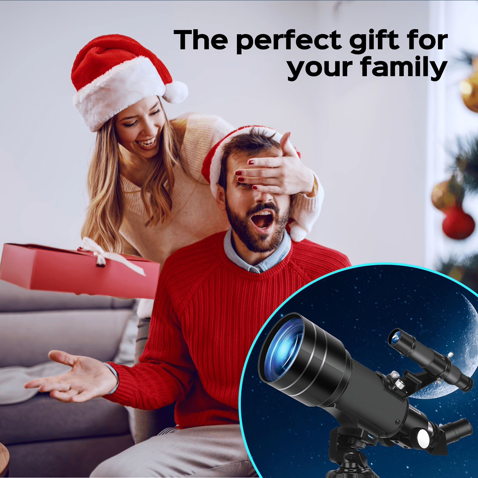 150X telescope, 70mm aperture telescope, suitable for adults, portable astronomical telescope, with tripod phone holder, eyepiece, Barlow lens, perfect for big viewing nature, education, and exploration. It is the best Christmas gift for family members an