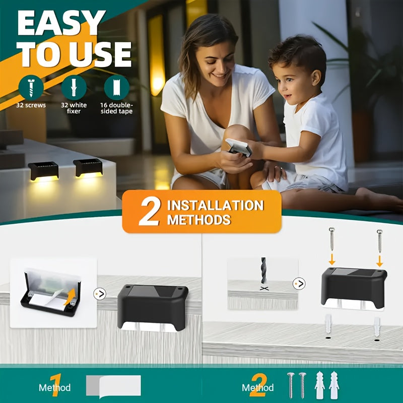 Solar Outdoor Lights - 30/20pcs Solar Deck Lights, Solar Power Step Lights, IP44 LED Lights Warm White, for Home Garden Decoration, Solar Decorative Stair Lights for Outdoor Landscape Lighting, Fences, Patio, Courtyards, Terraces, Paths.