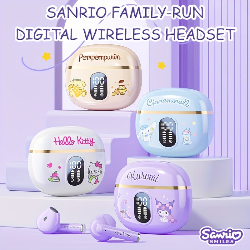 Sanrio Hellokitty Kuromi Cinnamoroll Wireless Bluetooth Earphones 3 Different Styles Available Cute Design Power Display Gaming Earplugs Unique Style Easy to Carry Smart Call Daily Exercise Outdoors to Study Holiday Gifts Or Attractive Birthday Gifts