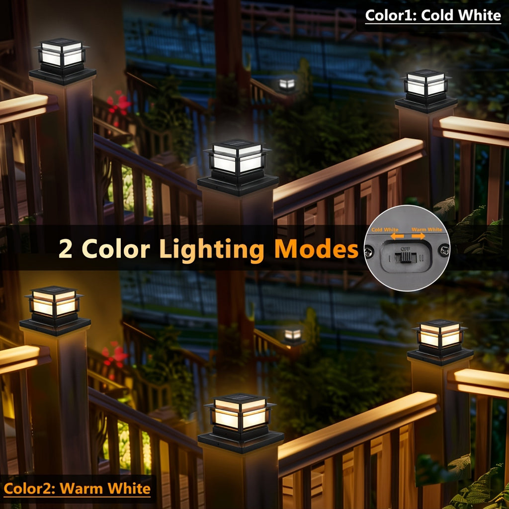[Solar Post Cap Lights] 6 Packs Solar Post Cap Lights, Outdoor Bright LED Solar Post Lights Solar Fence Deck Light For Solar Light Garden Porch Patio Stair Decoration