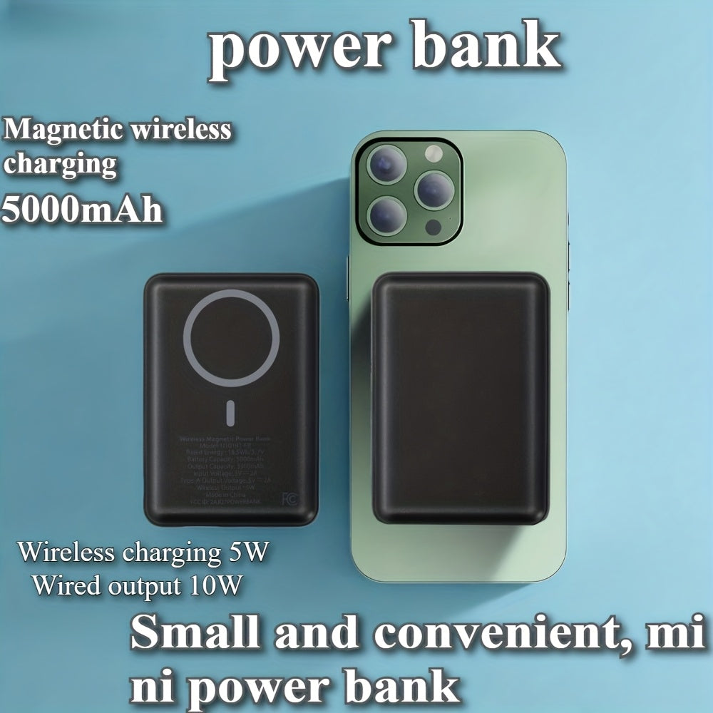 [Portable Wireless Charger] Mini Magnetic Wireless Portable Charger 5000Mah - 5W Wireless And 10W Wired Power Bank, USB-C In/Out, Compatible With Iphone 15/16, Android And Other Phone Additions (Local Warehouse) Compatible Devices