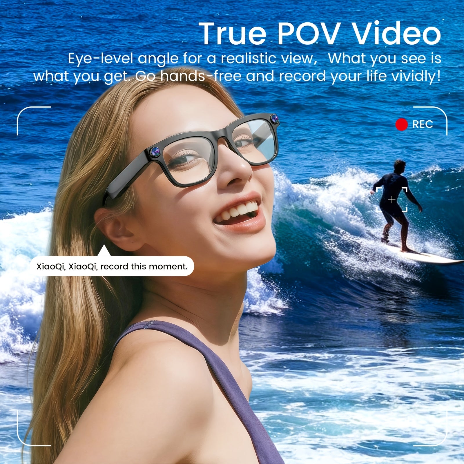 KLZO-AI Smart Glasses with 2MP HD Camera, Real-Time Voice Translation (100+ Languages), Bluetooth Calling & Music Player, Lightweight Wearable Recording Glasses Camera Glasses Ai Smart Glasses with Camera