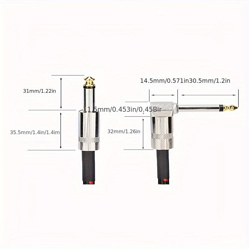 10/20ft High-End Guitar & Bass Amplifier Cable, RCA Connectors, Round Shape, 2024 Model, Durable & Flexible, Compatible with All Instruments, No Power, Non-Polarized