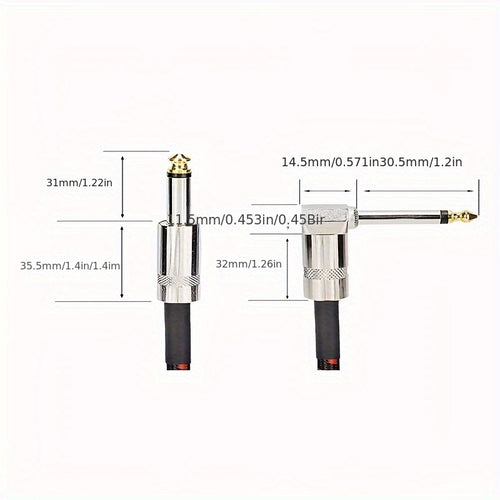 10/20ft High-End Guitar & Bass Amplifier Cable, RCA Connectors, Round Shape, 2024 Model, Durable & Flexible, Compatible with All Instruments, No Power, Non-Polarized