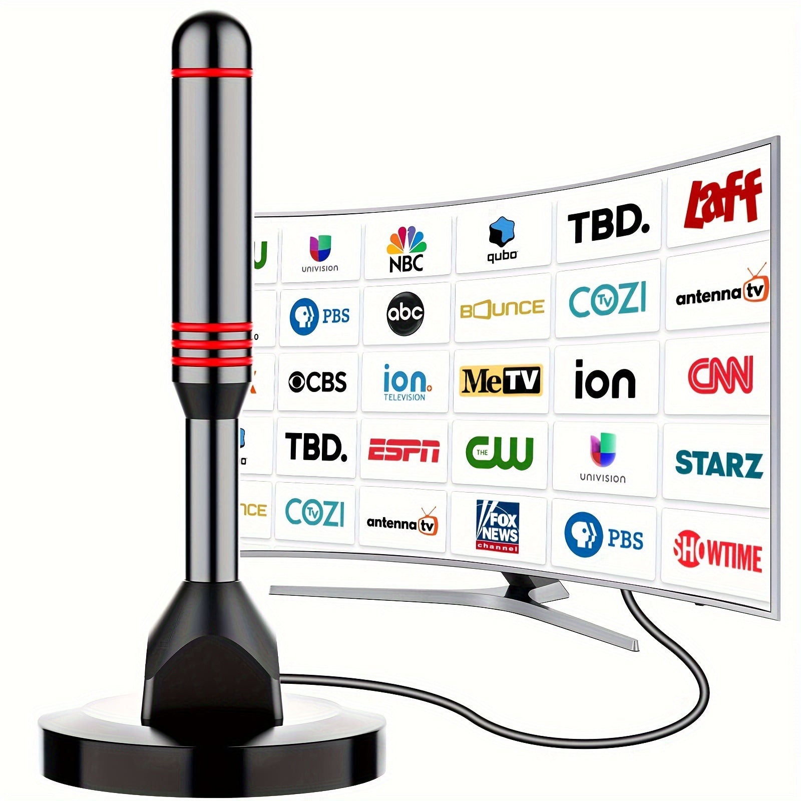 2025 TV Antenna Indoor Antenna for Smart TV 150 Mile Long Range Reception HD Digital Antenna Outdoor for Local Channels Supports 8K 4K 1080P, 10 Feet 2.5C2V Premium Coaxial Cable