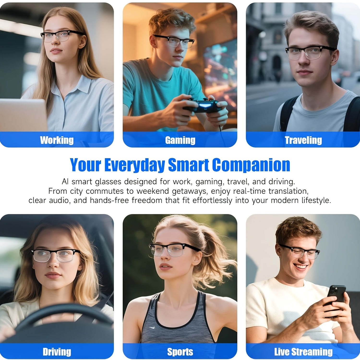 New Smart Glasses with Auto-tinting Lenses That Automatically Transform into Fashion Glasses in Sunlight. Built-in Microphone and Speaker for HD Voice Calls and HiFi Music Quality. Smart Audio Glasses, Ideal for Sports, Driving, Fishing, and Daily