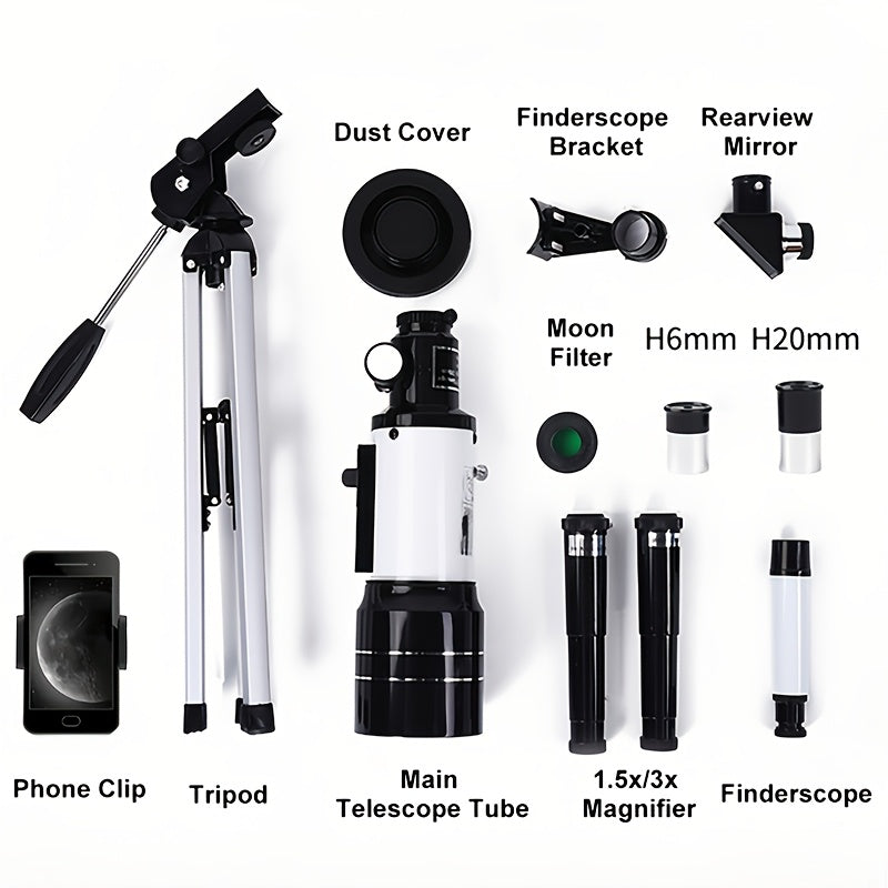 150x Telescope, 70mm Aperture Telescope, High Magnification, Portable Astronomical Telescope, with Tripod, Mobile Phone Photography Available, Night Sky Star Moon Viewing, Outdoor Nature Observation Educational Gift for Space Science Lovers