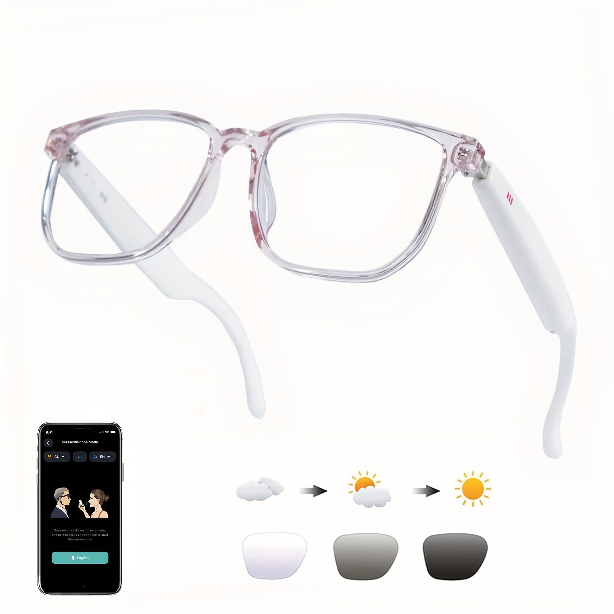 OICIIDO New AI Smart Glasses Support Real-time Translation for 160+ Languages And Video Translation. Equipped with Chat GPT System. Multifunctional Audio Glasses for Men And Women. Built-in Microphone And Speaker. HD Voice Calls And Hi-Fi Music