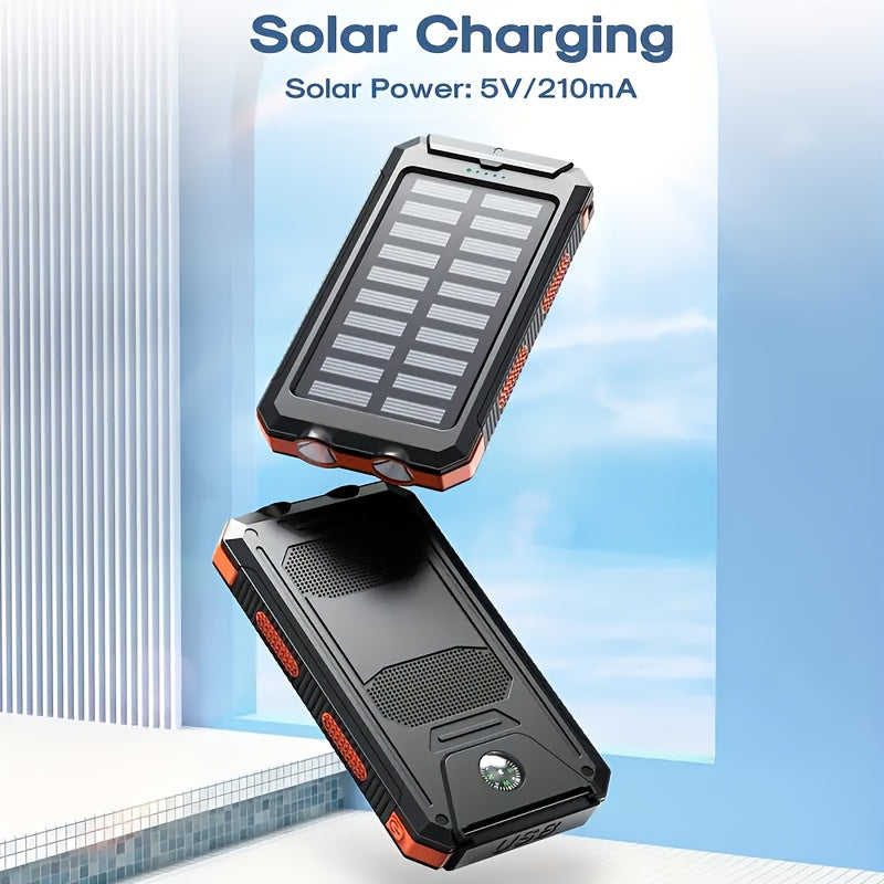 2pcs Solar Charger 20000mAh, 40000mAh, Portable Dual USB Output Solar Charging Panel, Fast Charging External Battery Pack, Built-in LED Flashlight Emergency Model For Hiking. (Pack Of 2)