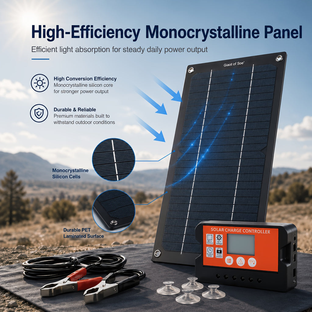 Portable Solar Charging Kit With 100A Controller Foldable Design USB Direct Charging For Outdoor Camping Travel Car RV Boat Emergency Power Supply | Solar Panel Kit | Emergency Charger