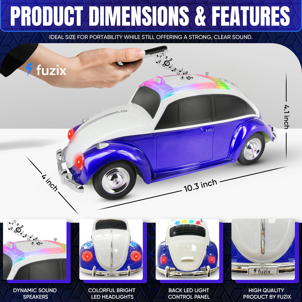 Fuzix WS-1958 Car Bluetooth Portable Speaker, Retro Car-Style Wireless Stereo Speaker with LED Headlights and Taillights, AUX/USB/TF/FM Radio Support, Rechargeable Battery, Clear and Powerful Sound Quality, Multiple Playback Modes, High-Quality Festival G
