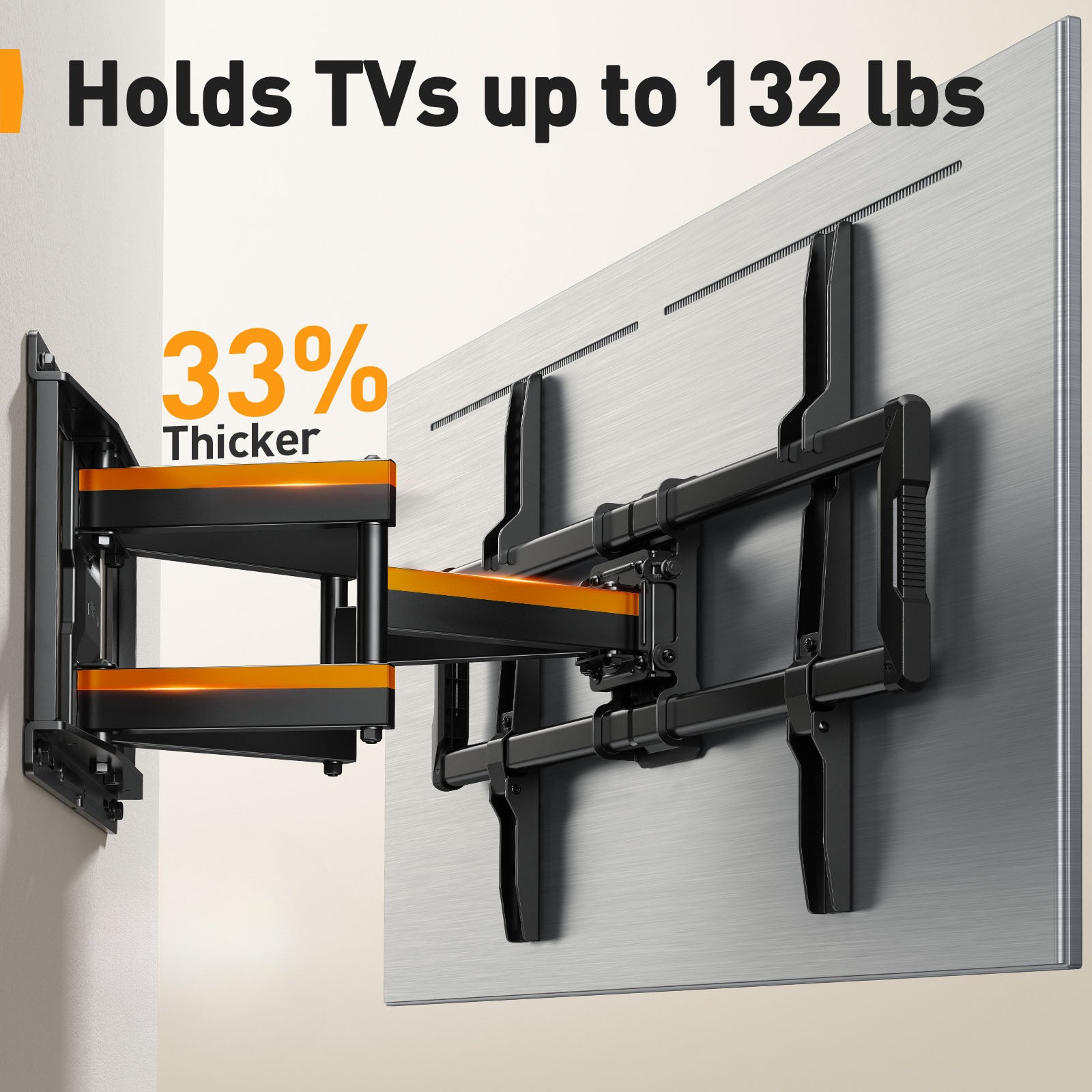 Full Motion TV Wall Mount Holds 132 Lbs, Fits 40-86" TV, Full Motion TV Wall Mount, Pre-Assembled TV, Holds 110-132 Lbs, Pre-Assembled TV Mount, Tool-Free Tilt, Rotate, Extend, Up to VESA 600 X 400mm, 12"/ 16"/ 18"/ 24" Wood Studs