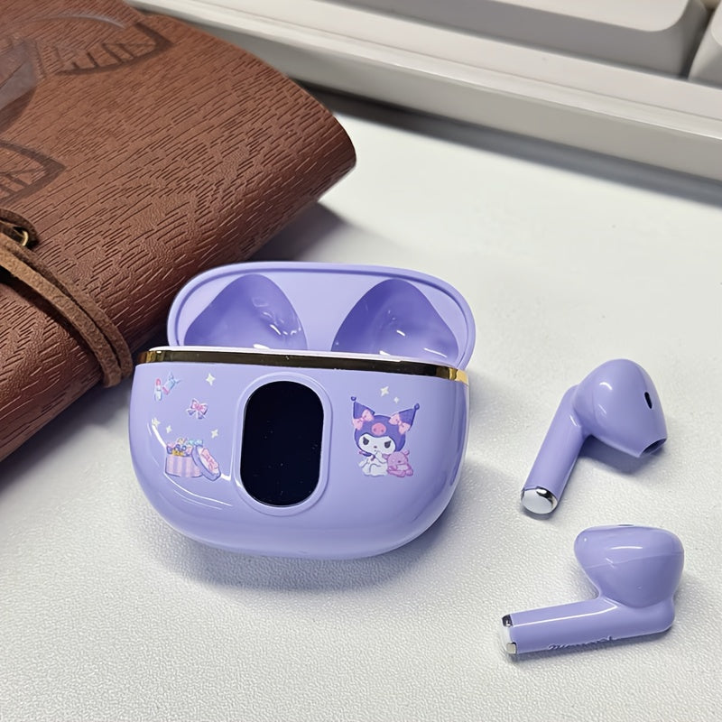 [Authorized] Headphones., Kuromi, Pompompurin, Genuine Open-Fit Wireless Earbuds, Experience 360° Environmental Awareness And All-Day Comfort. Suitable for Sports/Casual Use. Intuitive Touch Control. with Real-Time LED Digital Charging Case