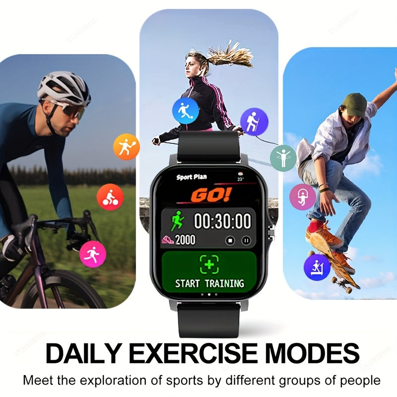 New Smartwatch (answer/make Calls), 1.83-inch Full Screen Touch, Suitable For Both Men And Women, USB Charging, With Wireless Calling And Message Reminders, Dual TPU Straps, Pedometer, Multi Sport Mode Outdoor Fitness Watch, Exercise Recording