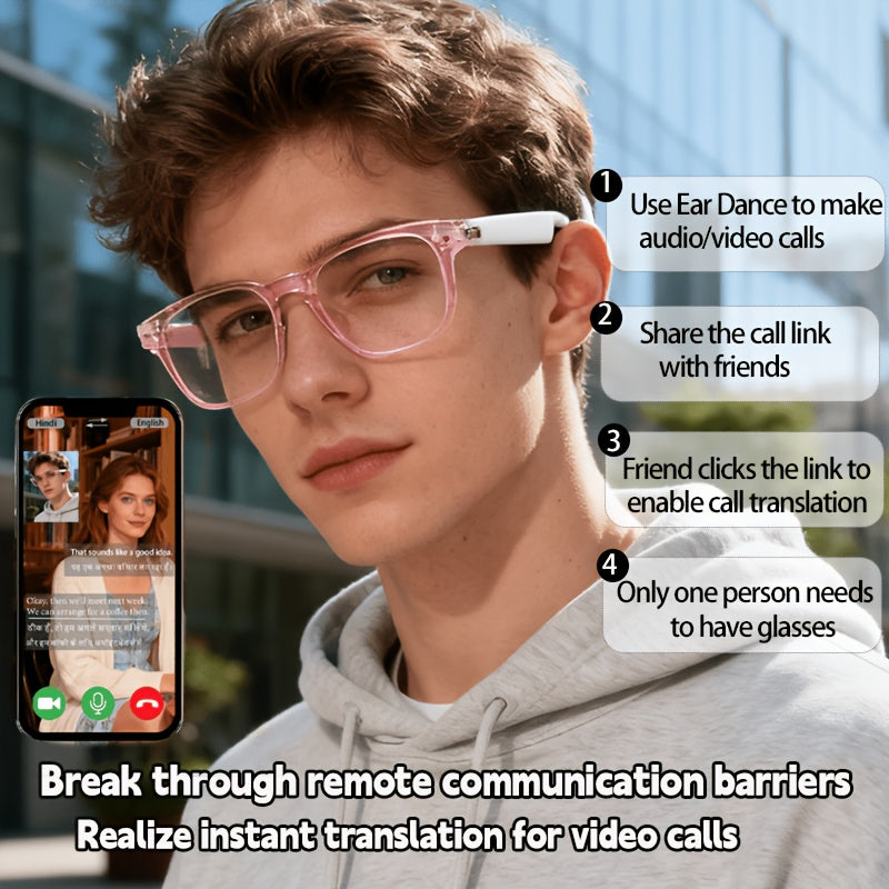 New Smart Translation Glasses, Capable Of Translating 164 Languages, Support Listening to Music And Making Calls, Suitable for Indoor Use And Driving, Universal for Men And Women, Support AI Voice Assistant, Perfect for Holiday Gifts, Valentine's Day