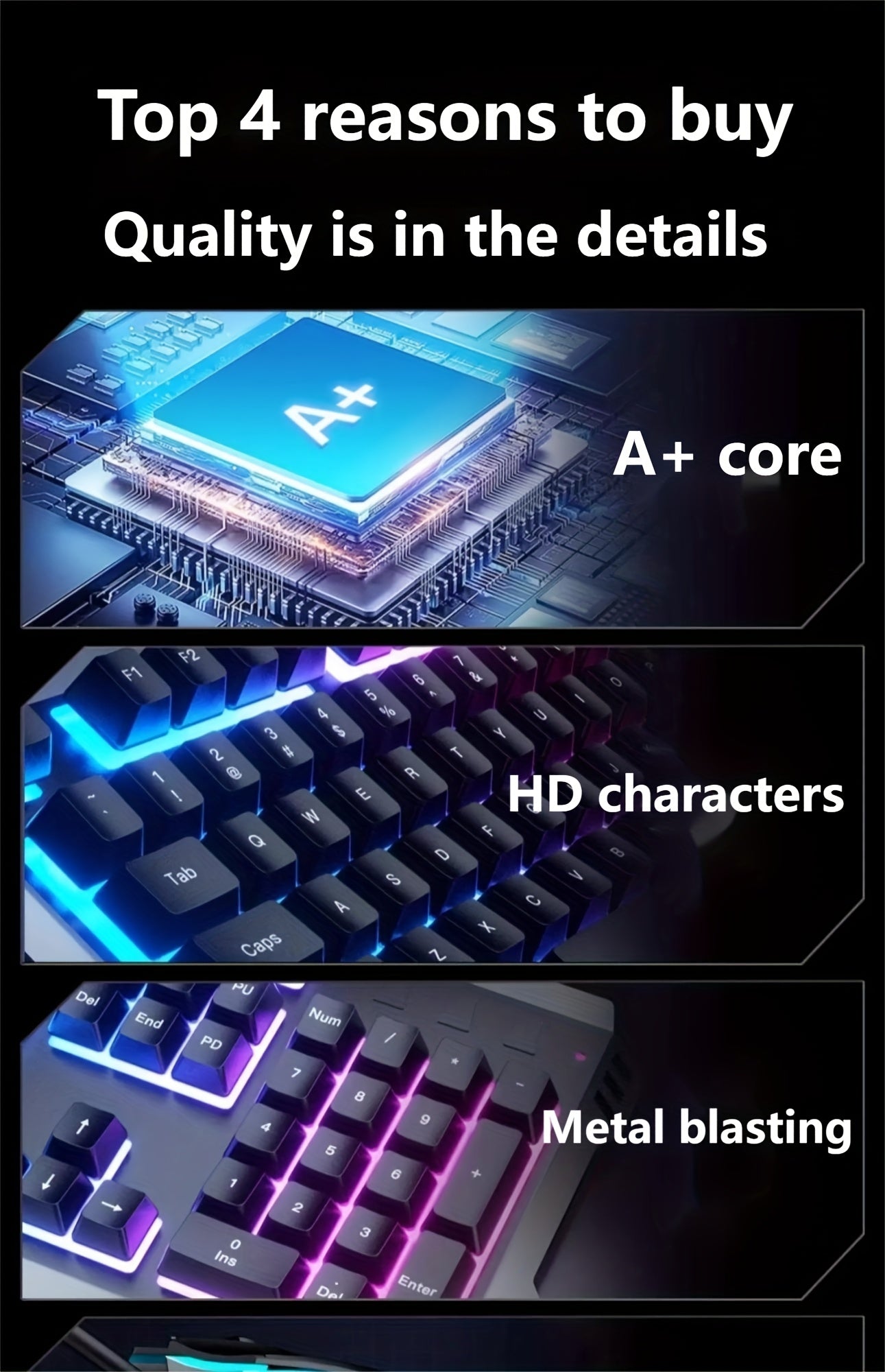 Grip Gaming Keyboard And Mouse Combo RGB Mode Wired USB Plug-In Luminous Universal Windows System Desktop