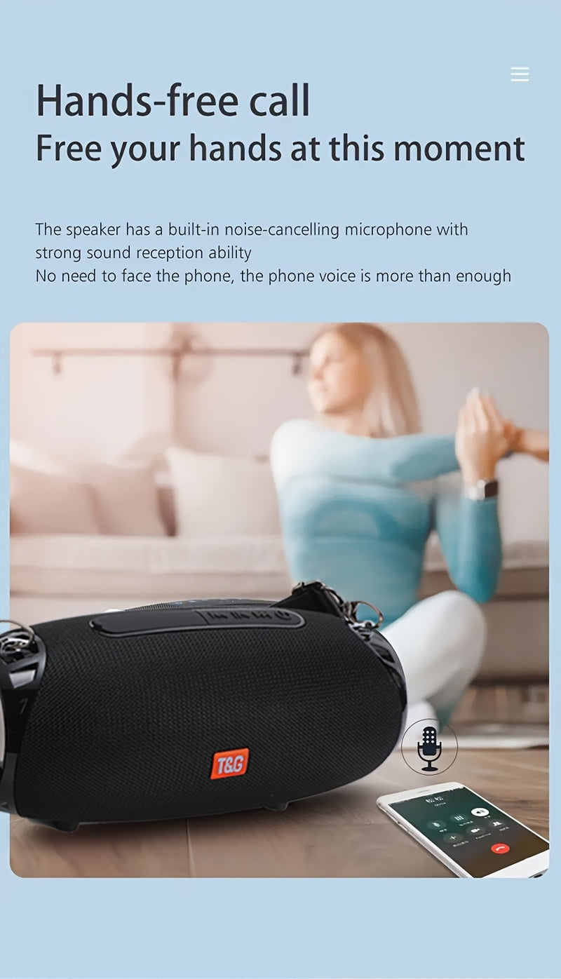 TG534 Portable Wireless Speaker With Dual Speakers, Wireless Speaker, TWS Stereo Hi-Res Audio, Hands-free Call/FM/TF Card/U Disk, Connect To Mobile Phone/Tablet/TV, Support Plug-in Card U Disk, Compatible With TF Card/USB Drive/FM Built-in Microphon
