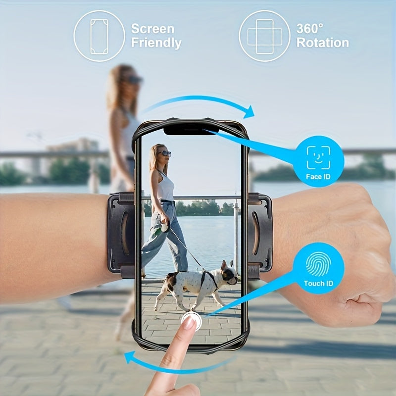 [360° Rotation Removable] Multifunctional Sports Phone Stand Designed As Running, Arm Strap And Wrist Strap With 360° Rotation And Removable For 4.5 To 7-Inch Phones