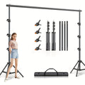 10x10FT Background Stand | 2 Adjustable Backdrop Supports, 4 Crossbars, 4 Clamps, Iron Material, Carrying Bag for Photo Video Studio, Parties Decoration