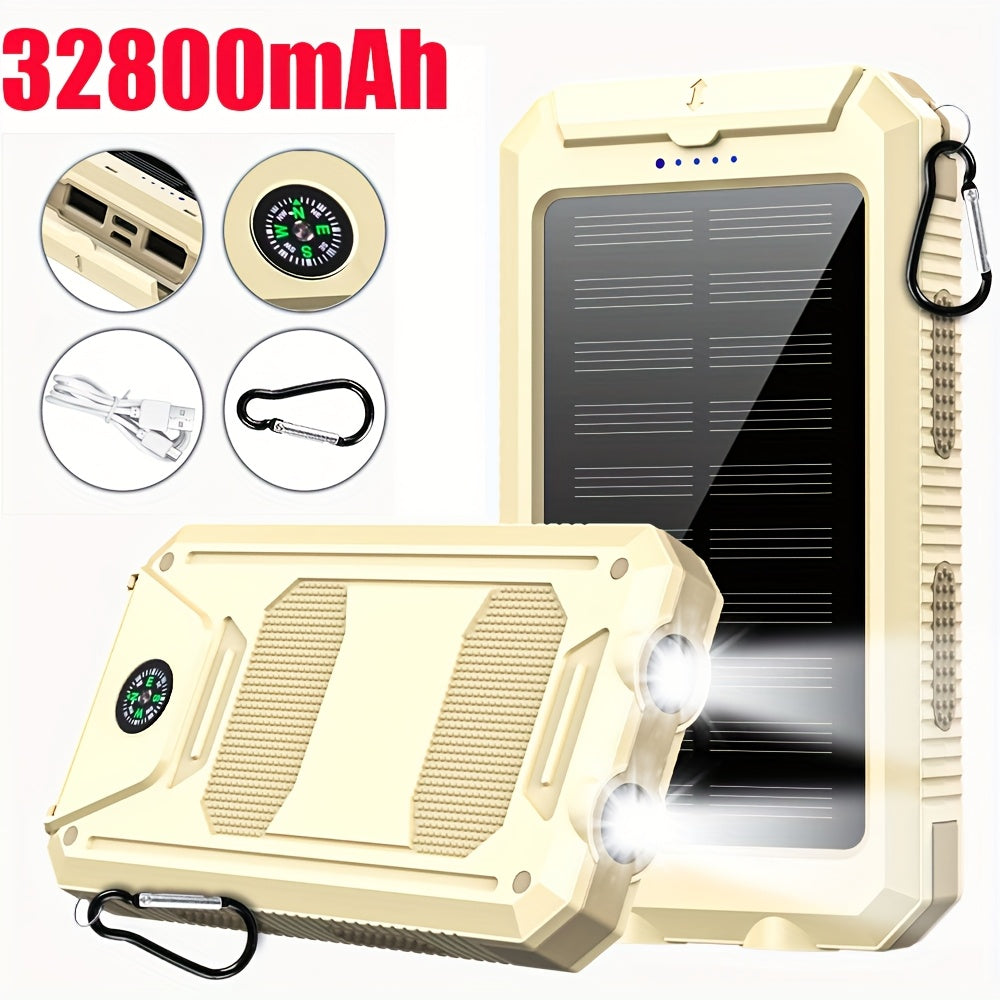 [Solar Power Bank] 32800/38800mAh Solar Power Bank Wireless Charger Built In 4 Cables 6 Outputs 15W Fast Charging Power Bank With Dual Flashlights -for Travel, And Camping External Backup Battery Pack, Emergency Backup For GPS, Flashlights, For IPhone 17/