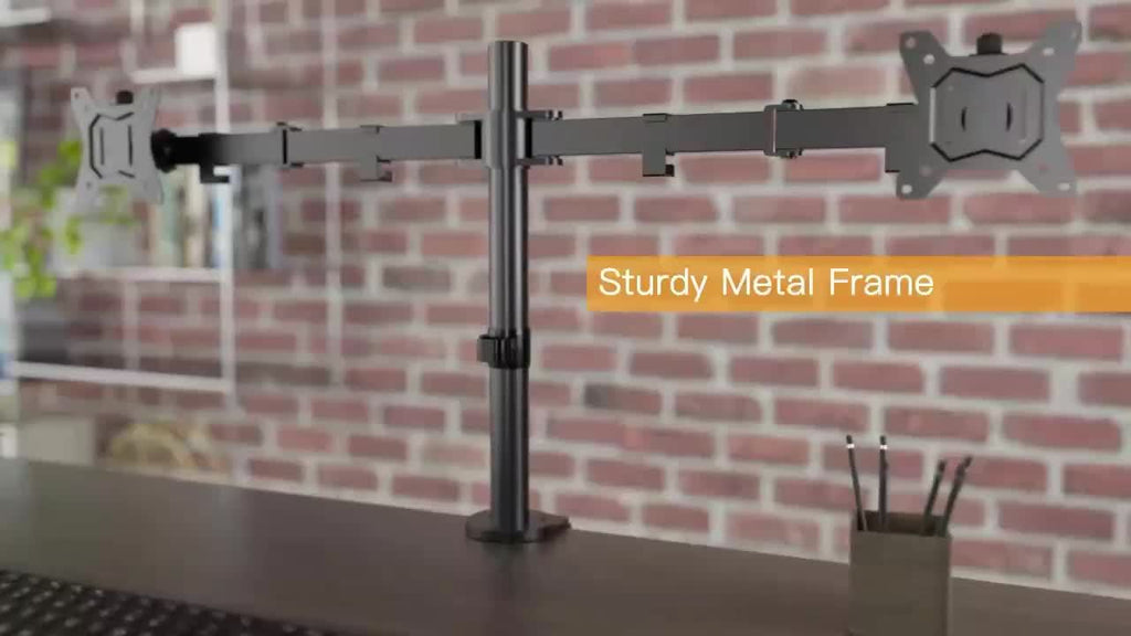 Dreamsmith Black Dual/Single Monitor Stand Holds 4.4 to 19.8Lbs, Full Adjustable Single Monitor Desk Mount Swivel Vesa Bracket with C Clamp, Grommet Mounting Base for 13 to 32 Inch Computer Screens