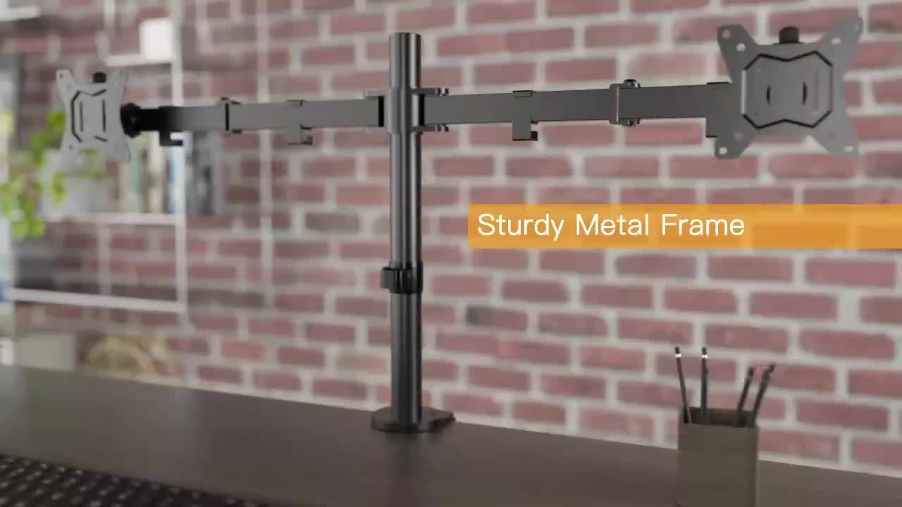 Dreamsmith Black Dual/Single Monitor Stand Holds 4.4 to 19.8Lbs, Full Adjustable Single Monitor Desk Mount Swivel Vesa Bracket with C Clamp, Grommet Mounting Base for 13 to 32 Inch Computer Screens