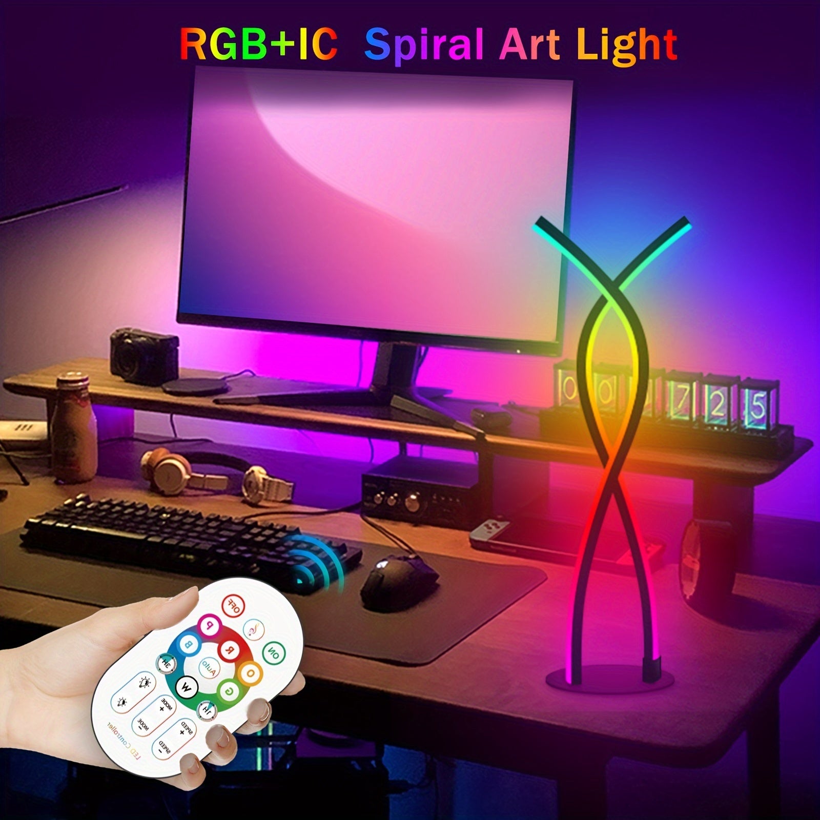 Smart Lamp, Music Sync RGB LED Light Bars, Rgb Desk Lamp And Night Light, Application Control&18 Key RC, Gaming&TV Backlight, Ambient Lighting, Gaming Equipment, Gaming Desk Accessories, Remote Control Table Lamp, 5V USB Power Supply, Alien Desktop Light&