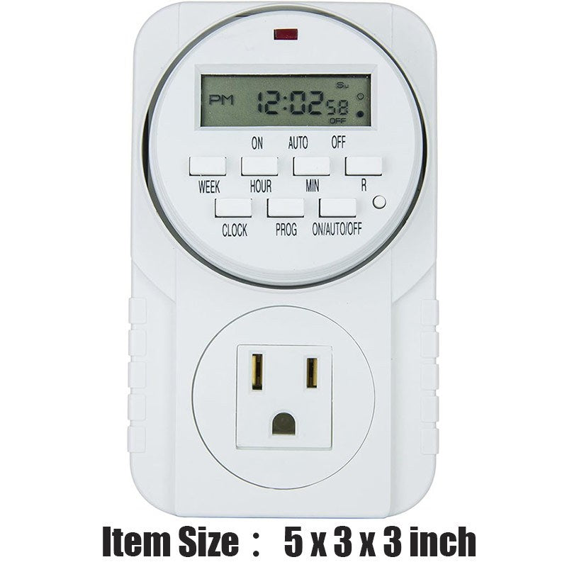 1Pc 7 Day Heavy Duty Digital Programmable Timer - Two Outlet 24 Hour Digital Timer, Timing Solution for Hydroponics, 120V, 60Hz, Indoor, for Lamp Light Fan