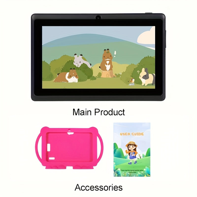[Christmas Gift] ITMEIPC 7-inch Android 14 Tablet with Protective Case | 4GB RAM, 32GB ROM, Mali T820 MP1 Quad-Core Processor, HD IPS Display, Parental Mode, Dual Camera, Shockproof Case, Supports USB OTG, Wi-Fi 6, Blue/Pink - Perfect Christmas Gift for S