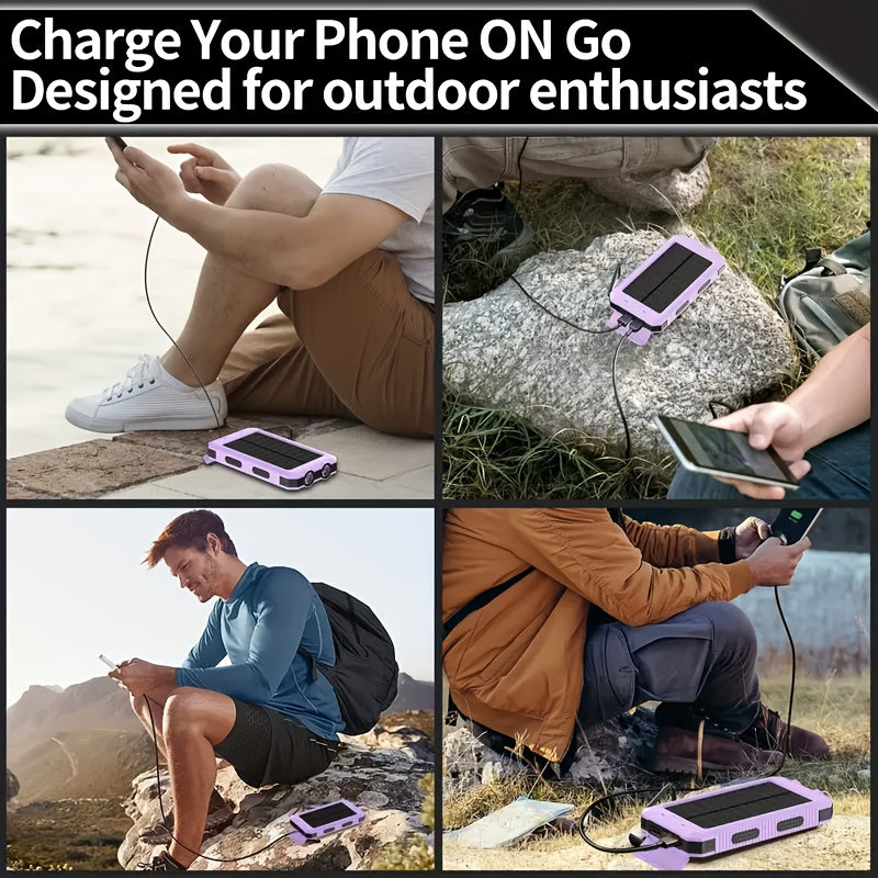 2025 Super 10000mAh USB Portable Charger Solar Power Bank for Mobile Phones, Solar Power Bank, Mobile Power Bank, Portable Charger for All Devices - Long-lasting, Travel Camping, LED Flashlight, Compass, And Hiking Clip, Best Gift for Holidays