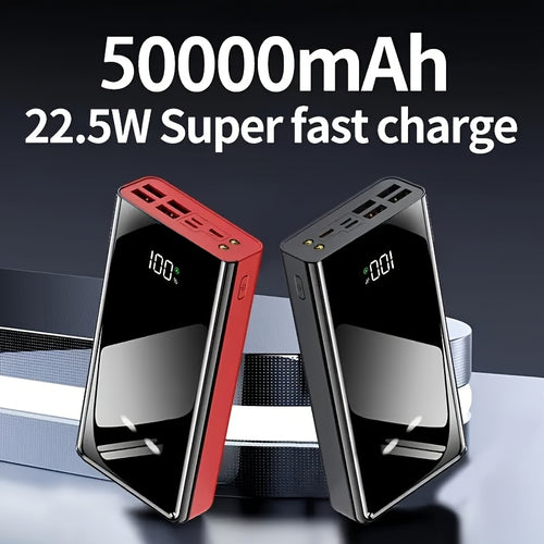 100000/80000/50000/30000mAh High-Capacity Fast-Charging Power Bank With LED Light/Power Display, 4 USB Ports, Type-C Interface, Compatible With IPhone/Android Devices, Outdoor Emergency Backup Battery Pack, New Year Gift