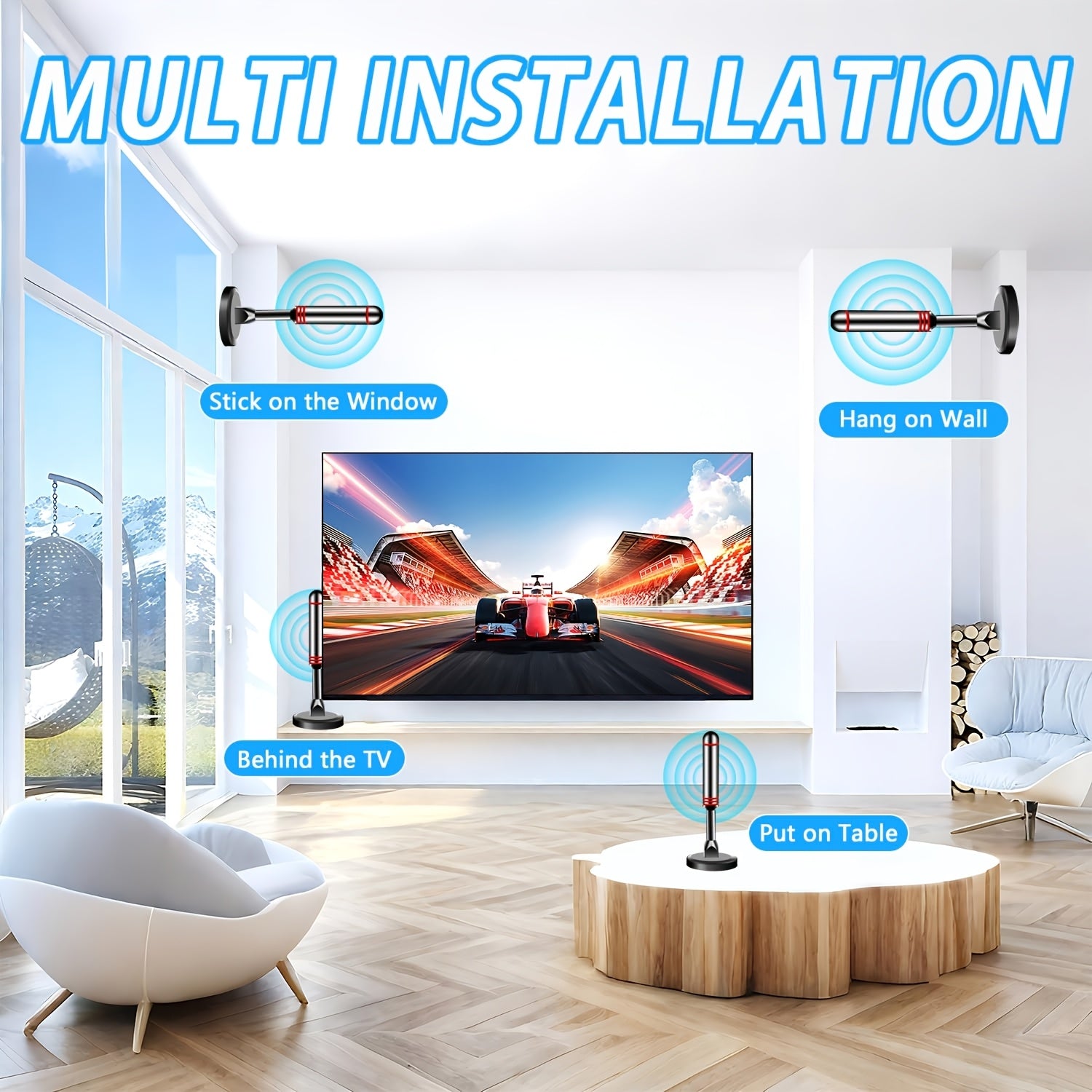 2025 TV Antenna Indoor Antenna for Smart TV 150 Mile Long Range Reception HD Digital Antenna Outdoor for Local Channels Supports 8K 4K 1080P, 10 Feet 2.5C2V Premium Coaxial Cable