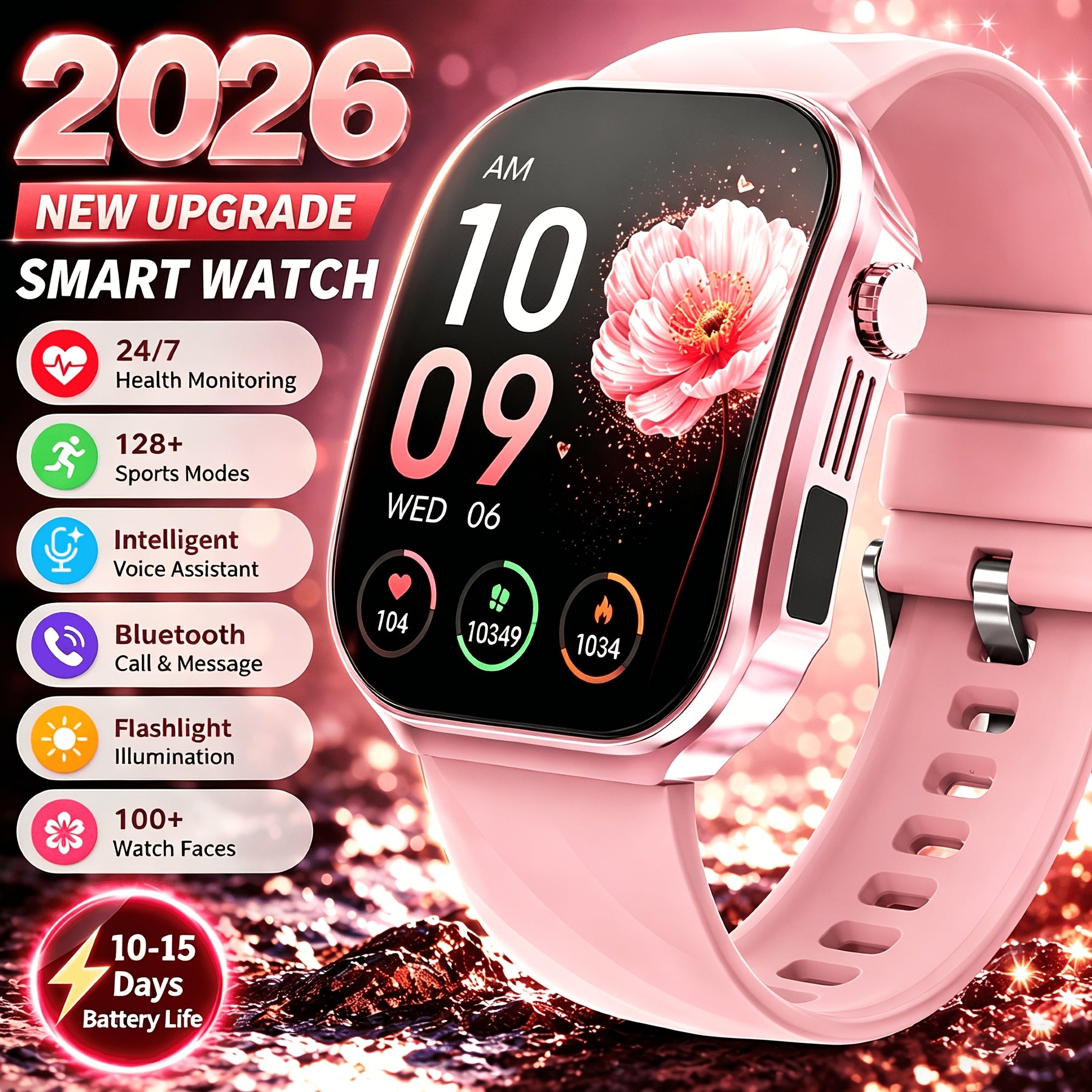 Smart Watches for Women, 1.85" Full Touch Curved Screen Smart Bracelet with Answer/Make Call, Message Reminder, Multiple Sports Modes, Camera Control/Music, Compatible with Android And Iphone, Fitness Watch for Men/Women - Friend Gift, Birthday Gift