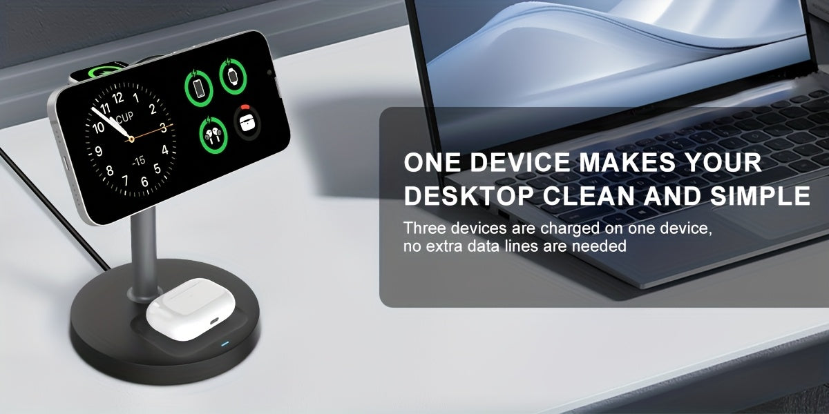 3in 1 Wireless Charging Station, Fast Charger for iPhone 17 16 15 14 13 12 Pro Pro Max for iWatch 3-11 SE Ultra, for AirPods 4 3 2 Pro Wireless Charger