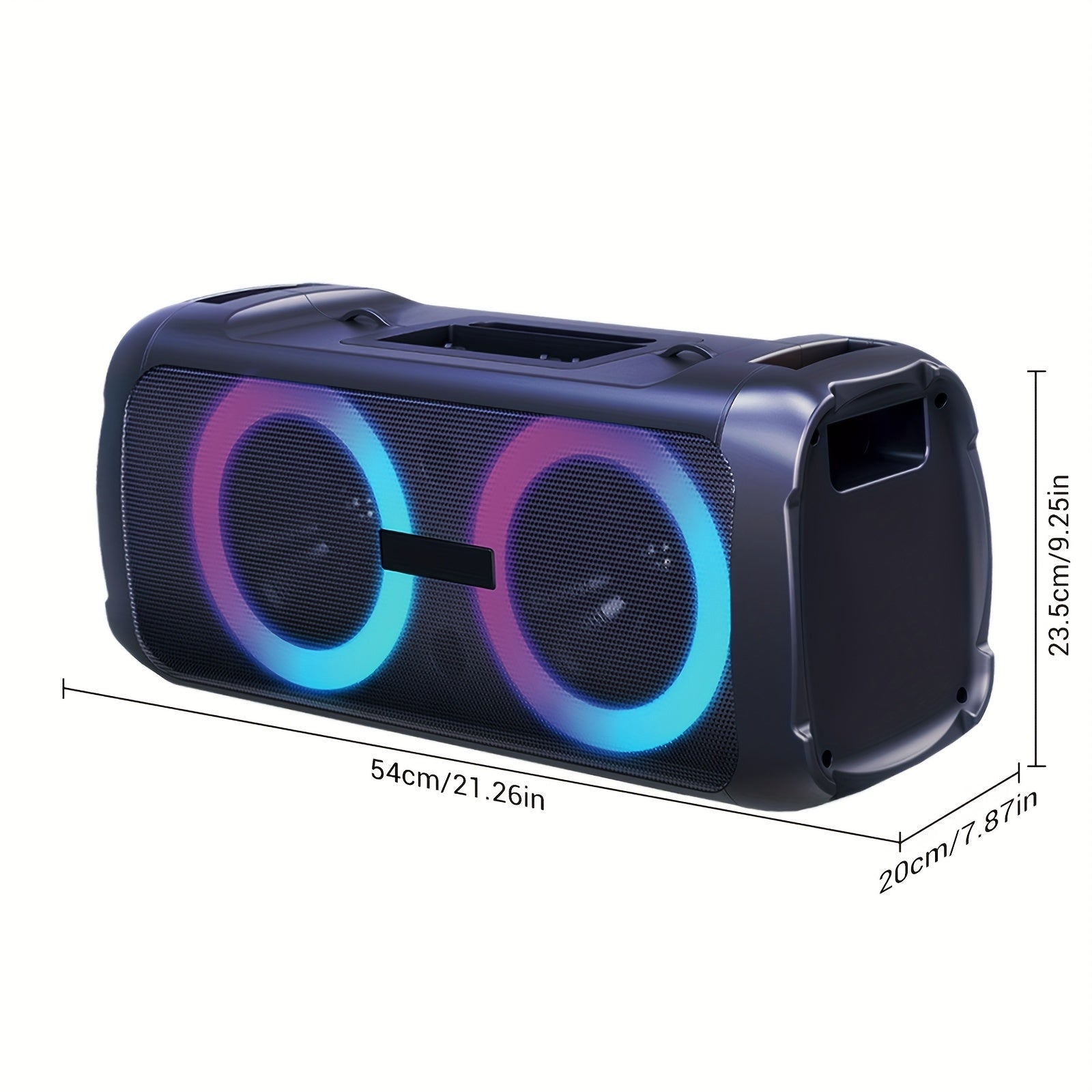 Portable Wireless Speaker with Subwoofer, Wireless Outdoor Speaker, Deep Bass, Loud Sound Powerful, with Shoulder Straps, Multi-Color LED Circle Lights, Integrated Phone Tray, Microphone Input, TF/TWS/USB/AUX, for Camping, Beach, Garage