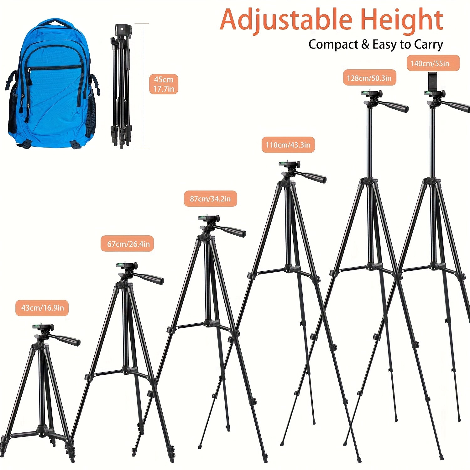 ZOMEI 55 "Professional Mobile Photography Tripod - Mobile Phone And Camera Dual-purpose Tripod - Travel Tripod - Action Camera Tripod - Professional Camera Stand, Handbag, Suitable for iPhone, for Android Phone, for Mirrorless Camera, Black