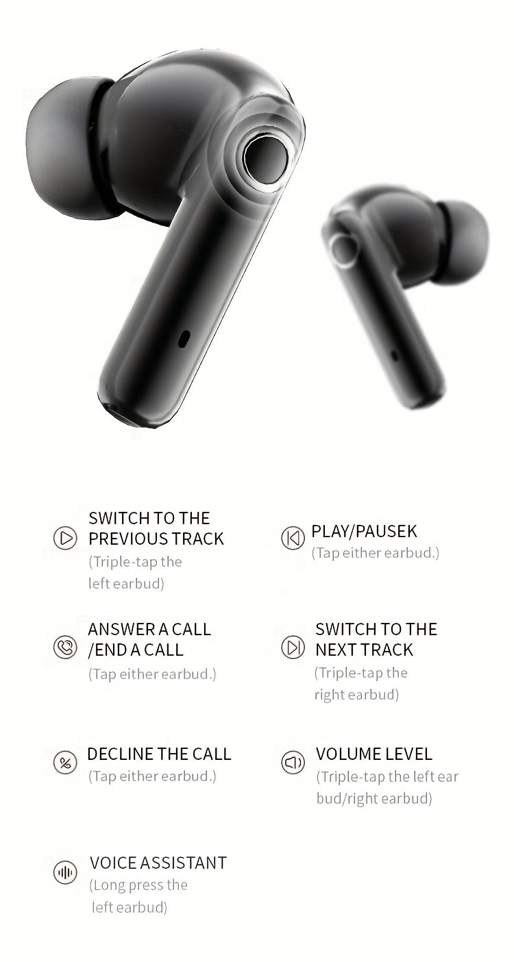 Acer In-Ear Headphones - Wireless TWS, Stereo Sound Effect, Super Long Standby, Chip V5. 4, Rapid Shipping, Multi-Device Compatible with Phone, Pad, Laptop, Ideal for Study, Business, Gym, Running, Perfect Christmas, Gift Present, Wireless Headphones, Bus