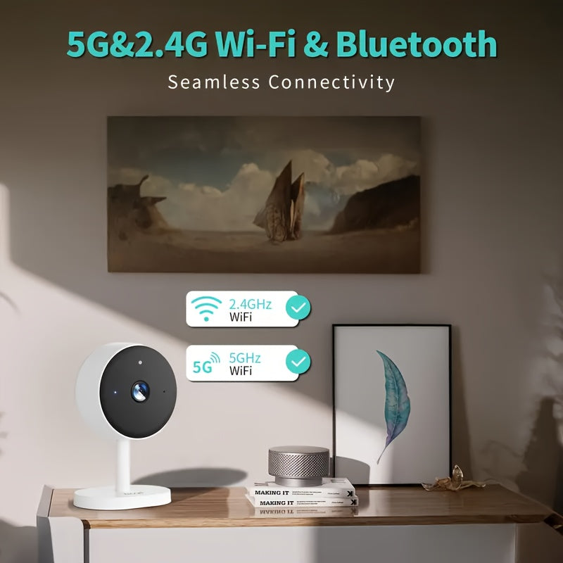 [Night Vision, Motion Detection] Card-Style WiFi Security Camera, 3MP 2K HD Security Camera, 5G And 2.4G, With Two-Way Audio, Night Vision, Motion Detection, Alarm, Cloud And SD Card Storage, Compatible With Alexa And Home, Protect Your Home, Shop And Pri