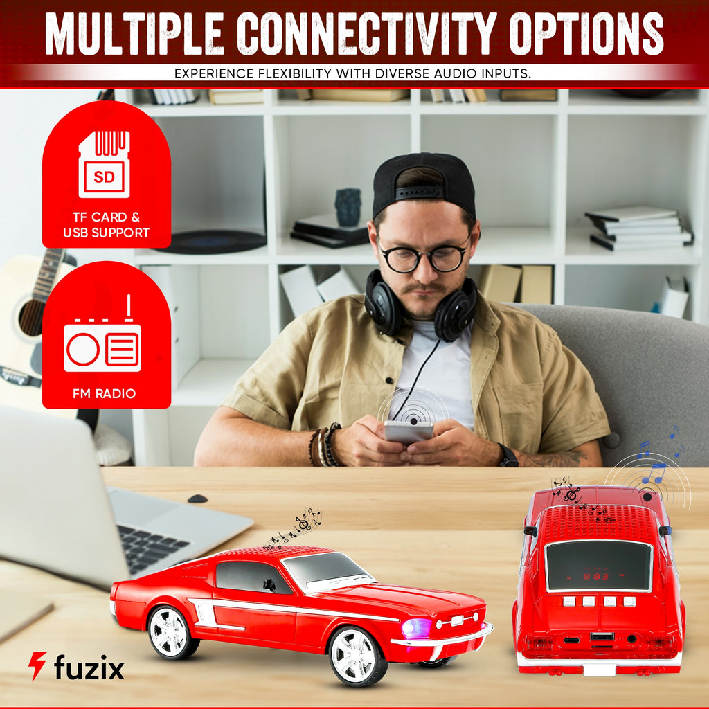 Fuzix WS-1967 Car Bluetooth Speaker – Retro Replica Design with LED Lights, Wireless Stereo Sound, FM Radio, USB/TF/AUX Input, Multiple Playback Modes, Rechargeable Battery, Clear High-Quality Audio, Perfect for Home, Travel, Parties & Festival Gifts