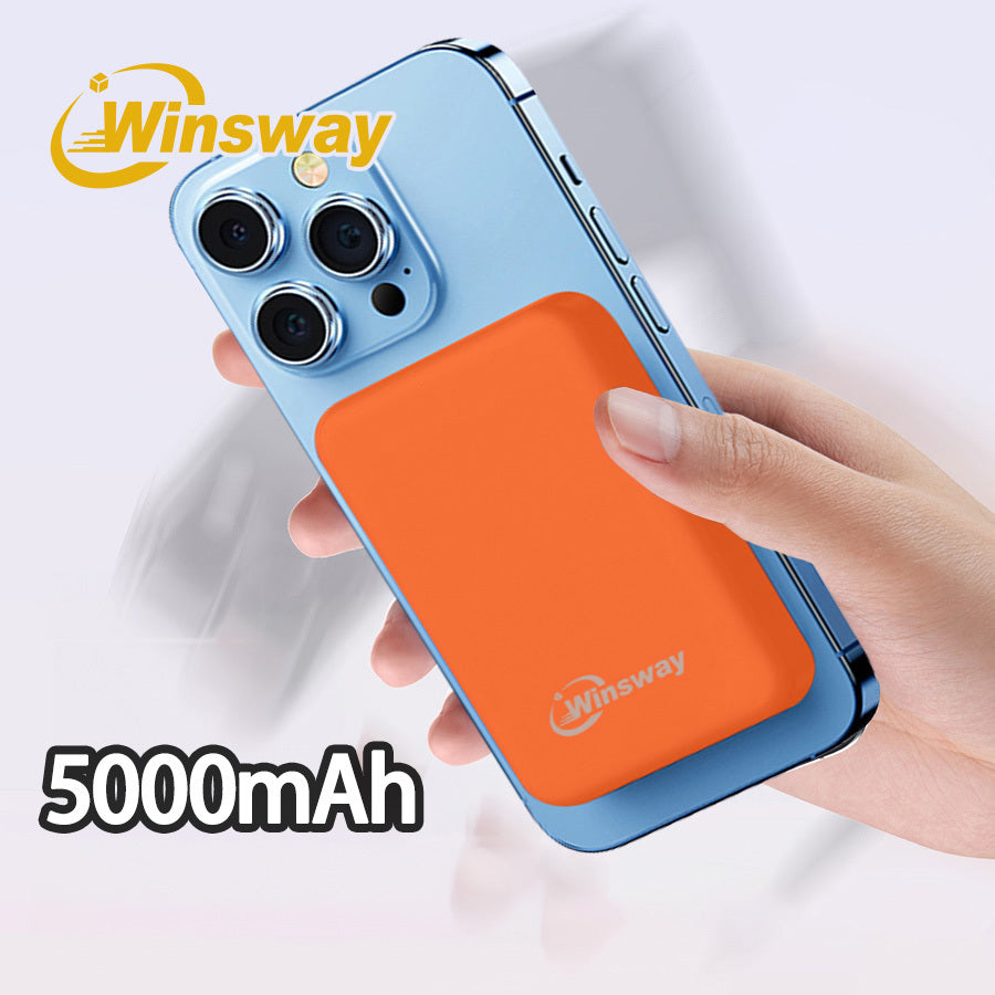 Winsway 5000mAh magnetic mini mobile power bank, supports PD and QC 3.0 fast charging, colorful and versatile, suitable for iPhone 17/16/15/14/13 series