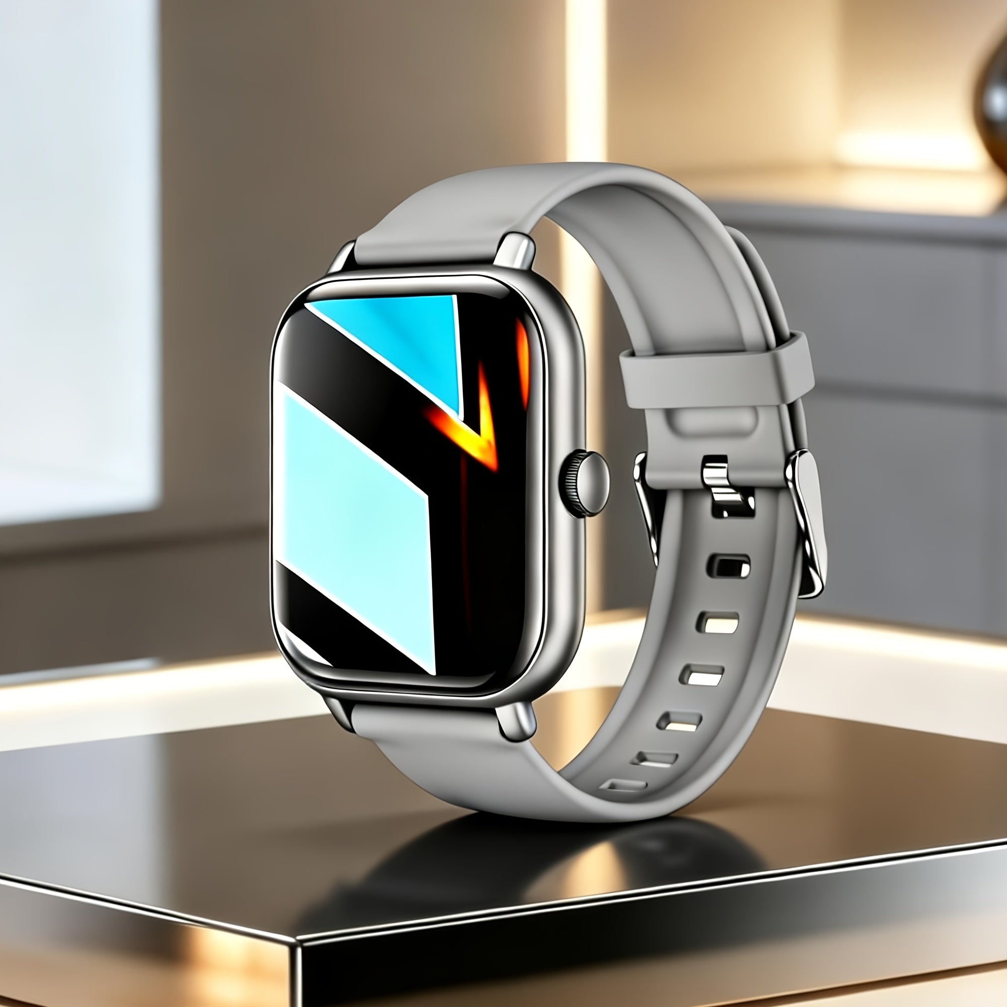 New Unisex Smartwatch Compatible for iPhone Android, Wireless 5.4 Smartwatch with Voice Assistant, Wireless Calls/Speaker/Music Control,, Voice Command Remote Control, Wearable Fitness Tracker for Men & Women