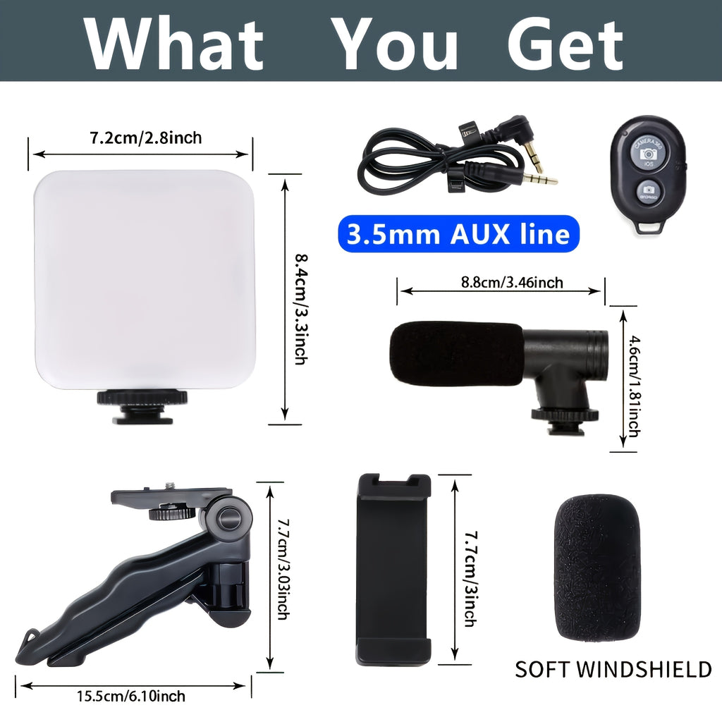 Podcast And Video Blogging Kit - Record Your Own Podcasts And Video Blogs Like Your Favorite Influencers! Folding Tripod, LED Lights And Microphone