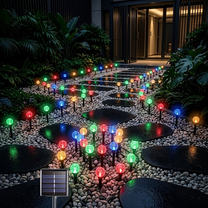 [Holiday Gifts] 30pcs Solar Outdoor Ground Plug Lights, Crystal Bubble Ball Lights, Smart LED Lights, Yard Lights, Garden Lights, Summer Camping Lights, Fairy String Lights, Dustproof &, 8 Lighting Modes, for Birthday Parties, Holiday Gifts, Independence