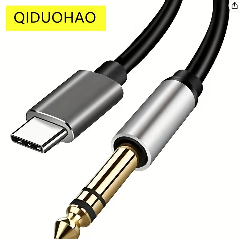 [Type-C to 6.35Mm] TYPE-C to 6.35Mm Mobile Phone Connection Mixer Type C to 6.5Mm Power Amplifier Audio Line Headphone Speaker