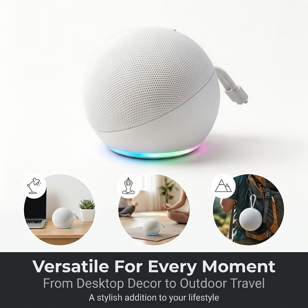 Spherical 5Th Gen Alexa Dot Smart Speaker with RGB LED Light, Wireless Subwoofer, TWS Connection, And Portable Base