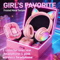 2 Adorable Pink Sets: 1 Pink Wireless Earbuds + 1 Pink Glowing Cat Ear Headphones, 1 Pink Earbuds + 1 Blue Earbuds, 1 Black Cat Ear Headphones + 1 Pink Earbuds, 1 Purple Cat Ear Headphones + 1 Pink Earbuds. Also Available: 1 Pink Wireless Earbuds + 1