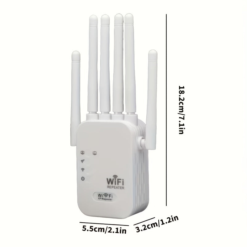 1200Mbps Wifi 6 Signal Booster And Mesh Network Extender - Dual-Band 2.4Ghz/5Ghz, 6-Antenna High-Speed Wi-Fi System, One-Click Control And for easy Setup, Full-Home Coverage, Compatible with Smart Tvs, Gaming Consoles, Smartphones, Tablets