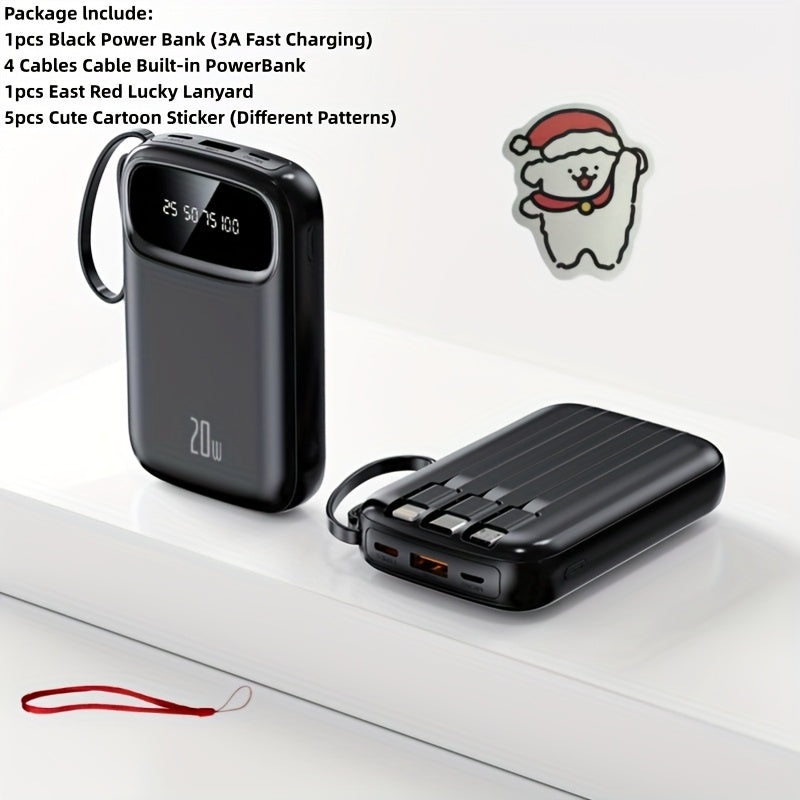 10000mAh Pocket Size Mini Cute 5W Slow Charging/15W Fast Charging/22.5W Super Fast Charging Portable Cartoon Power Bank, Small Size Large Capacity High Appearance, Built-with 3 Cables, High-Speed Rechargeable Battery, Travel Must Have, for iPhone