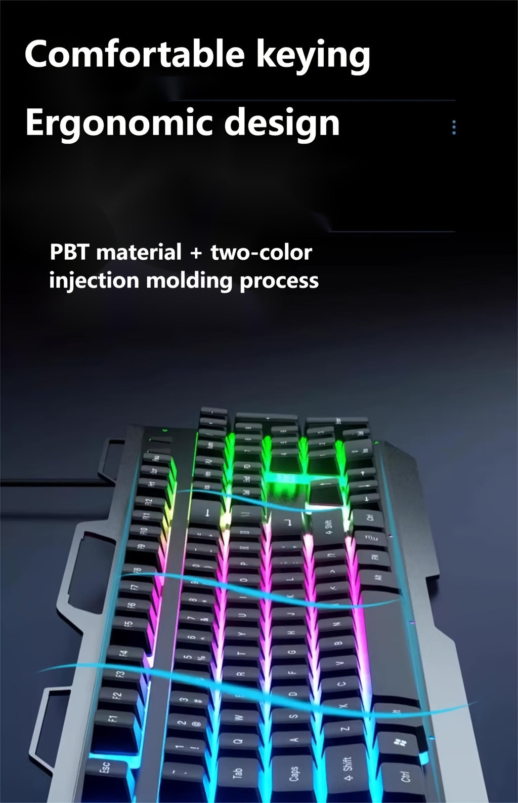 Grip Gaming Keyboard And Mouse Combo RGB Mode Wired USB Plug-In Luminous Universal Windows System Desktop